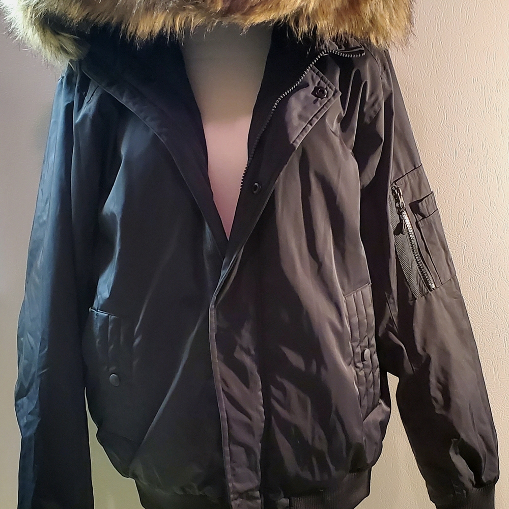 Graystone Bomber Jacket with Faux Fur Hood